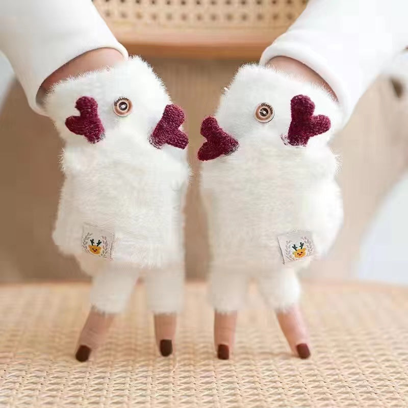 Warm and cold gloves Cute fingerless flap half finger gloves