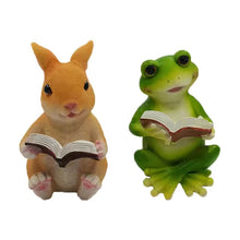 Load image into Gallery viewer, Resin frog rabbit reading a book
