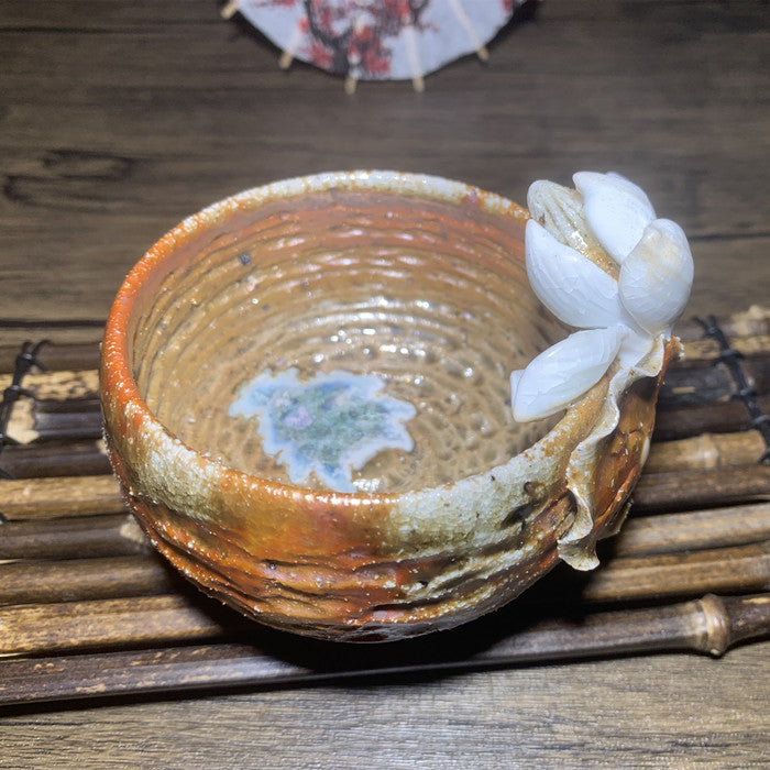 Hand-kneaded wood-fired floral Teacup