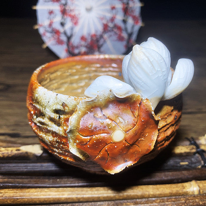 Hand-kneaded wood-fired floral Teacup