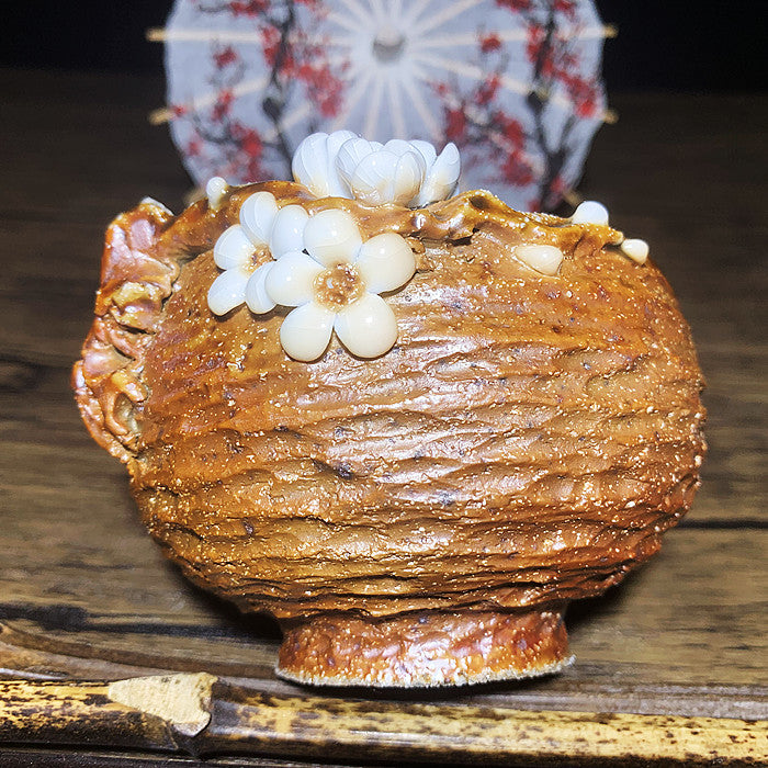 Hand-kneaded wood-fired floral Teacup