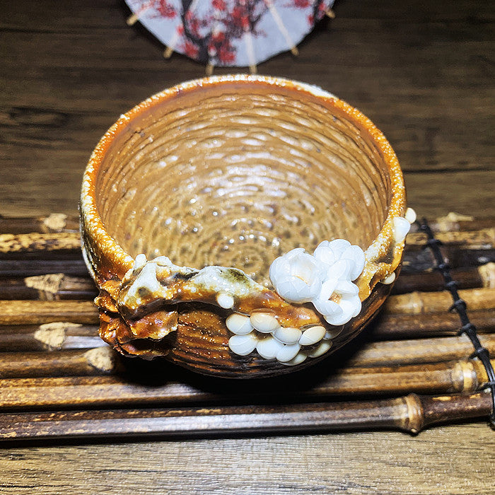 Hand-kneaded wood-fired floral Teacup