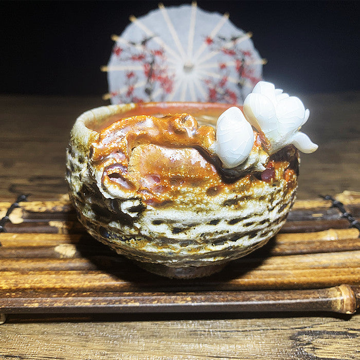 Hand-kneaded wood-fired floral Teacup