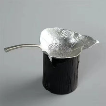 Load image into Gallery viewer, Pure Tin Tea Leaves Tea Leak Strainer Handmade Creative Tree Leaves Tea Stand
