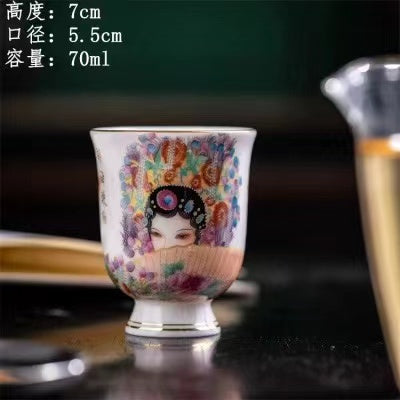 Chinese Ceramic Enameled Kung Fu Tea Cup