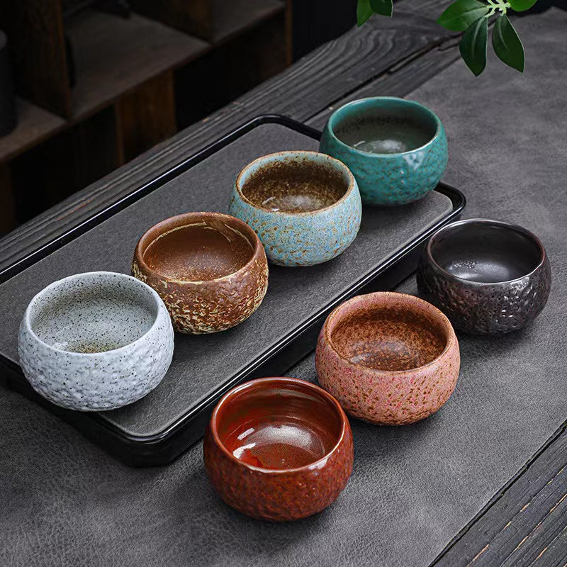 Ceramic Kung Fu Tea Cups Kiln Glazed Rough Pottery Teacups