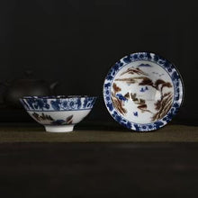 Load image into Gallery viewer, A blue and white porcelain tea cup with bucket cup
