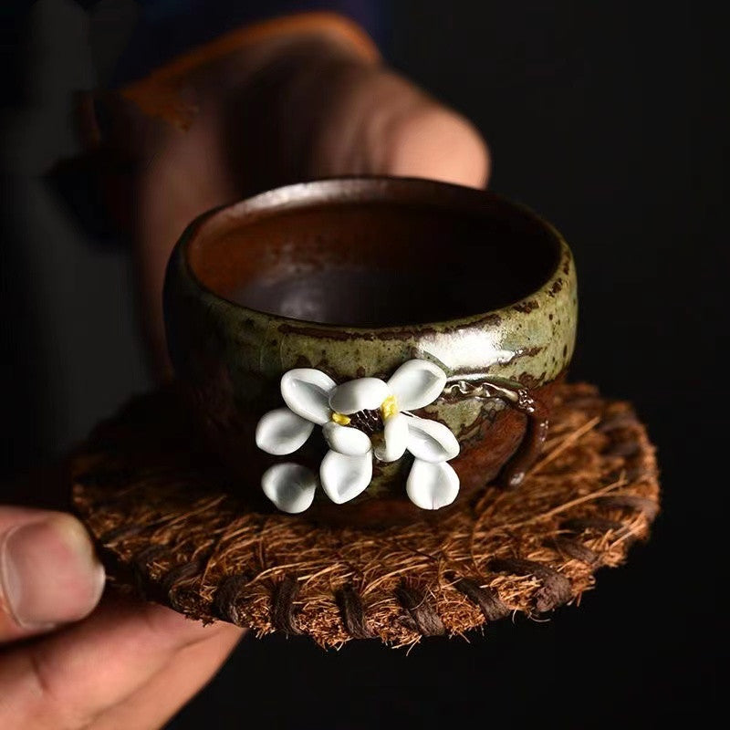 Qing Shui Chai-fired vintage hand-kneaded teacup