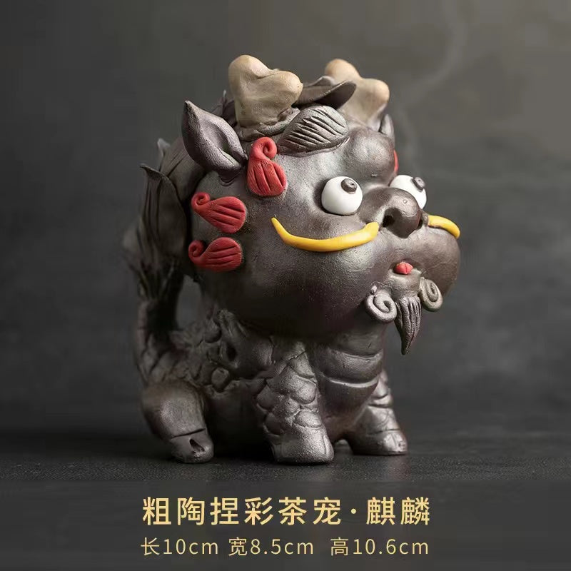 Qing Shui Chai-fired Zhong Kui Tea Pet Qilin Ornament