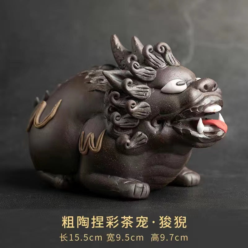 Qing Shui Chai-fired Zhong Kui Tea Pet Qilin Ornament