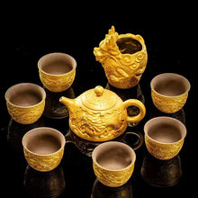 Load image into Gallery viewer, Master Collection------Purple Clay Golden Dragon Flying Gilt Tea Set Handmade Tea Cup(M533)
