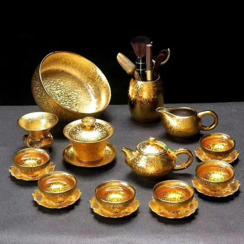 Master Collection------Jianzhan Gilt Premium Kung Fu Tea Set(M537)