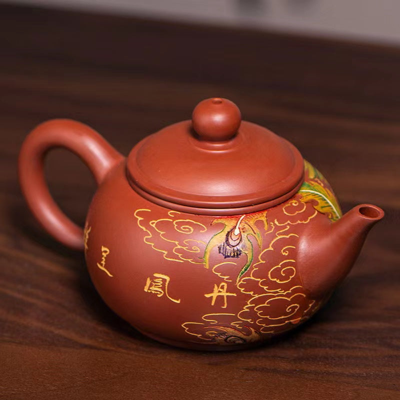 Master Collection------Yixing cameo carved phoenix pure handmade zisha pot(M538)