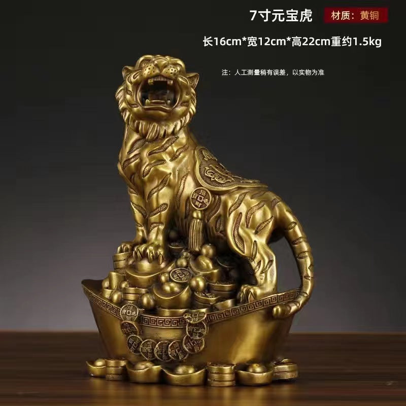 Pure bronze tiger ornament Treasure Tiger on the mountain Tiger roaring mountain river ornament