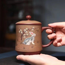 Load image into Gallery viewer, Yixing Pure Handmade Clay Painted Jade Rabbit Purple Sand Mug Mug
