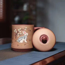 Load image into Gallery viewer, Yixing Pure Handmade Clay Painted Jade Rabbit Purple Sand Mug Mug
