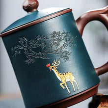 Load image into Gallery viewer, Yixing full hand-engraved and painted yo yo deer singing purple sand tea cup mug
