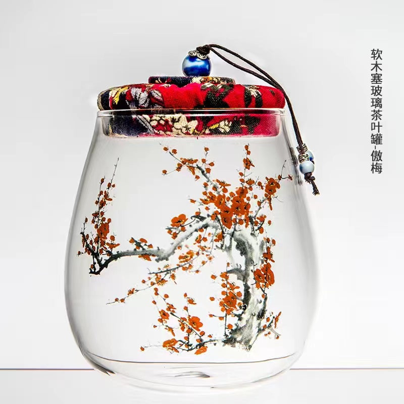 Sealing jars of floral tea plum, orchid, bamboo and chrysanthemum Tea jar