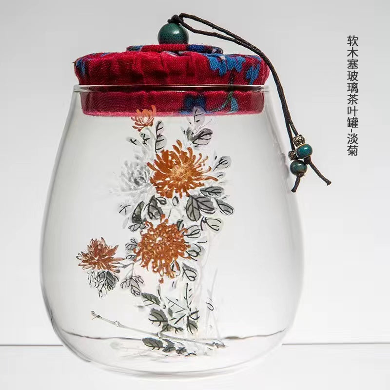 Sealing jars of floral tea plum, orchid, bamboo and chrysanthemum Tea jar