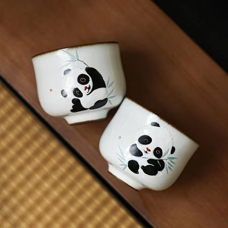 Hand-painted cute panda small tea cup