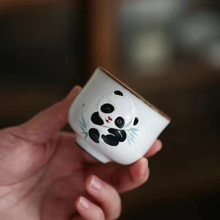 Hand-painted cute panda small tea cup