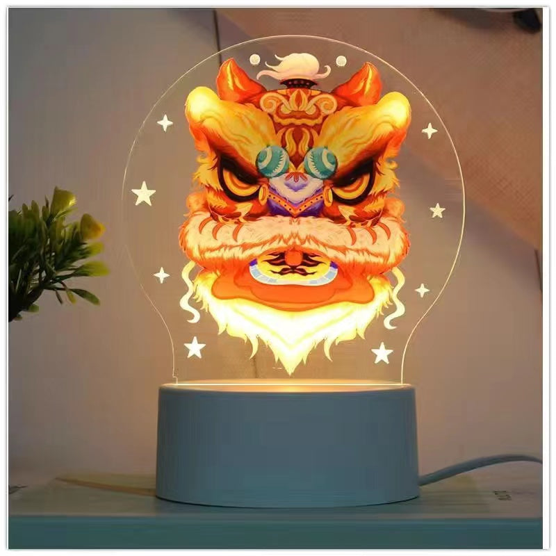 Five Tiger Generals Zhao Yun Cao Cao Guan Yu Sun Ce Huang Zhong lion head 3d night light