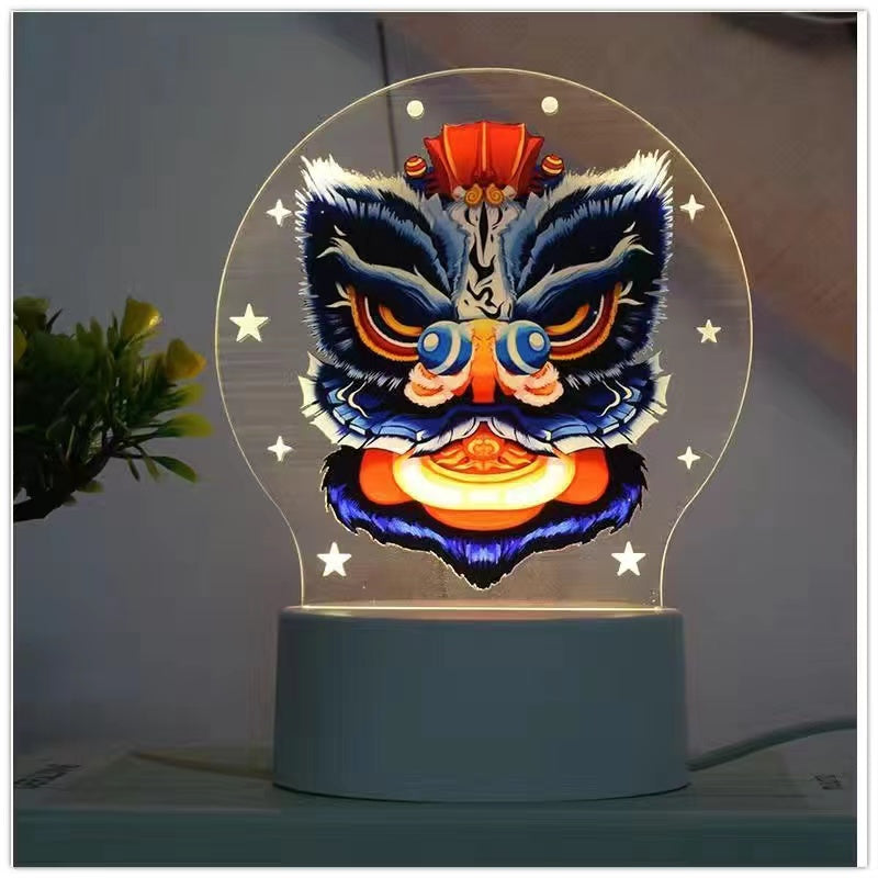 Five Tiger Generals Zhao Yun Cao Cao Guan Yu Sun Ce Huang Zhong lion head 3d night light