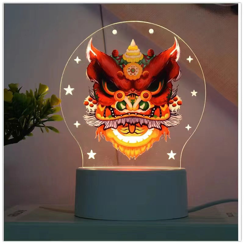 Five Tiger Generals Zhao Yun Cao Cao Guan Yu Sun Ce Huang Zhong lion head 3d night light