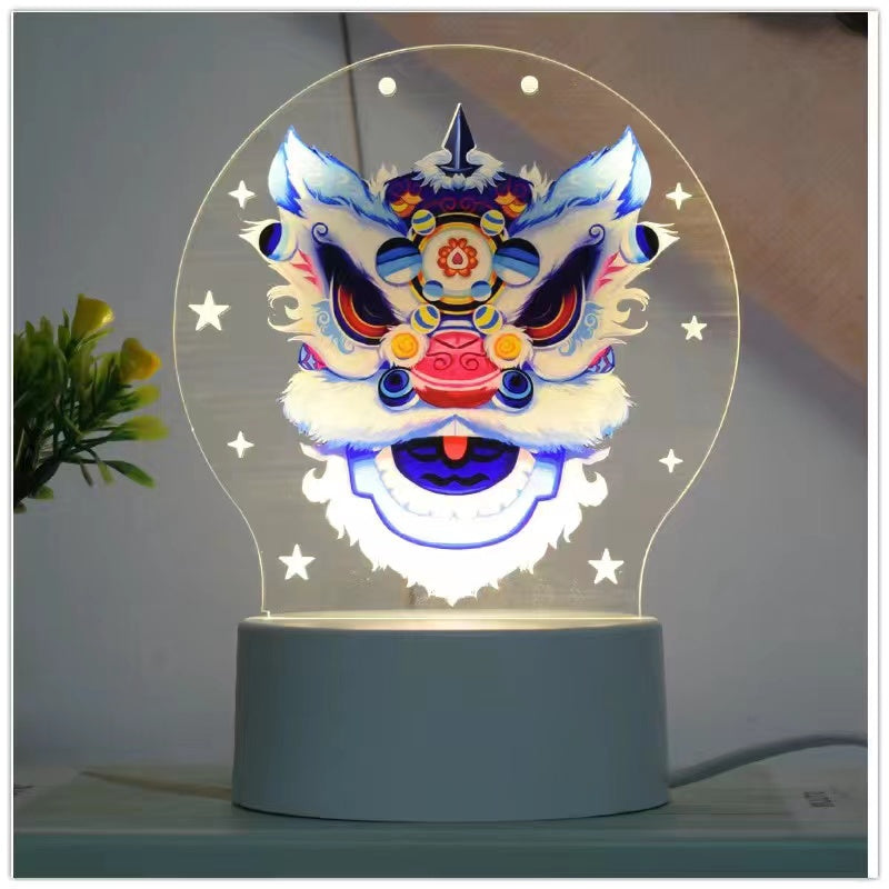 Five Tiger Generals Zhao Yun Cao Cao Guan Yu Sun Ce Huang Zhong lion head 3d night light