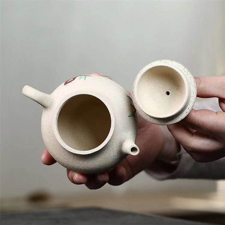 Yixing white clay hand-painted bird Teapot