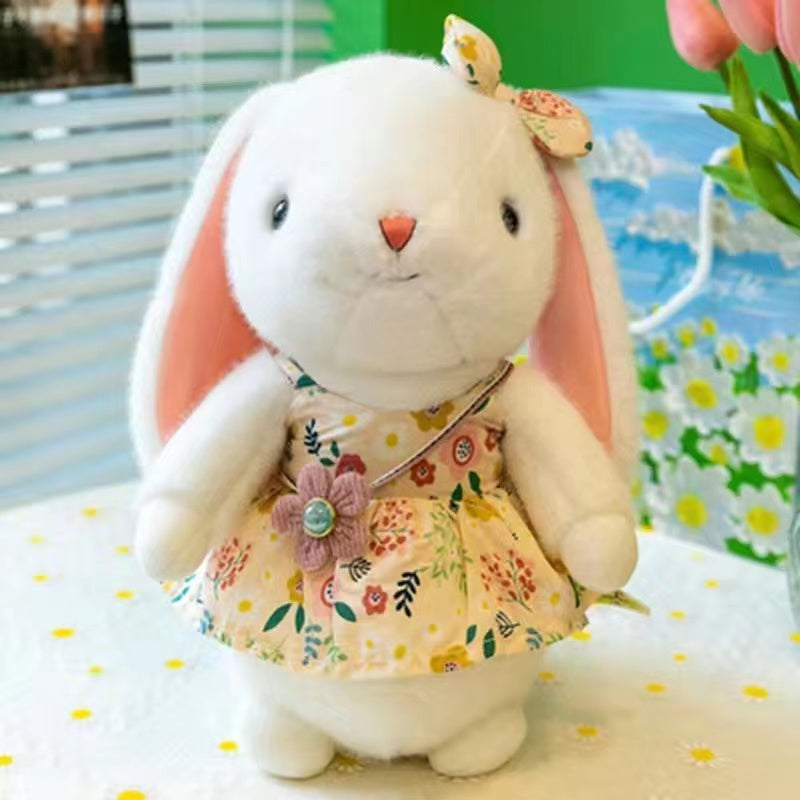 Cute little white rabbit plush toy crushed skirt rabbit