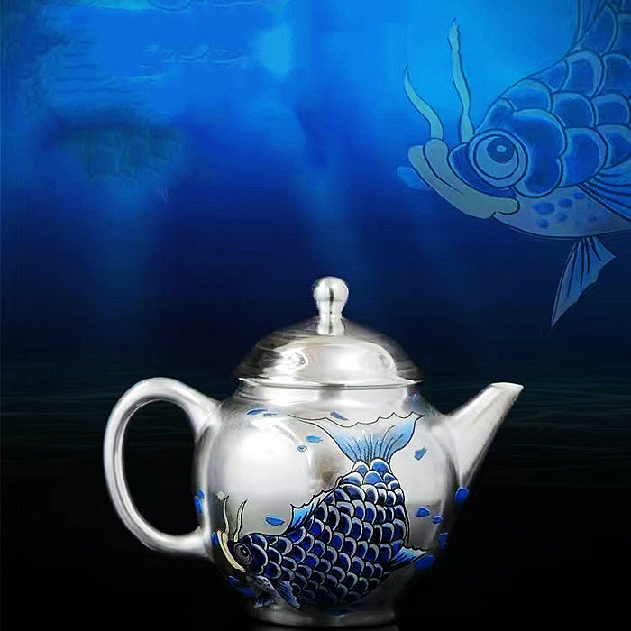 Master Collection----High-grade dragonfish gilt-silver Ercai Gaiwan Tea cup Teapot【M554】