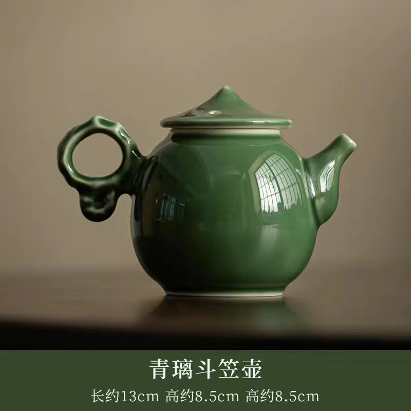 Green Glazed Handmade Ceramic Teapot