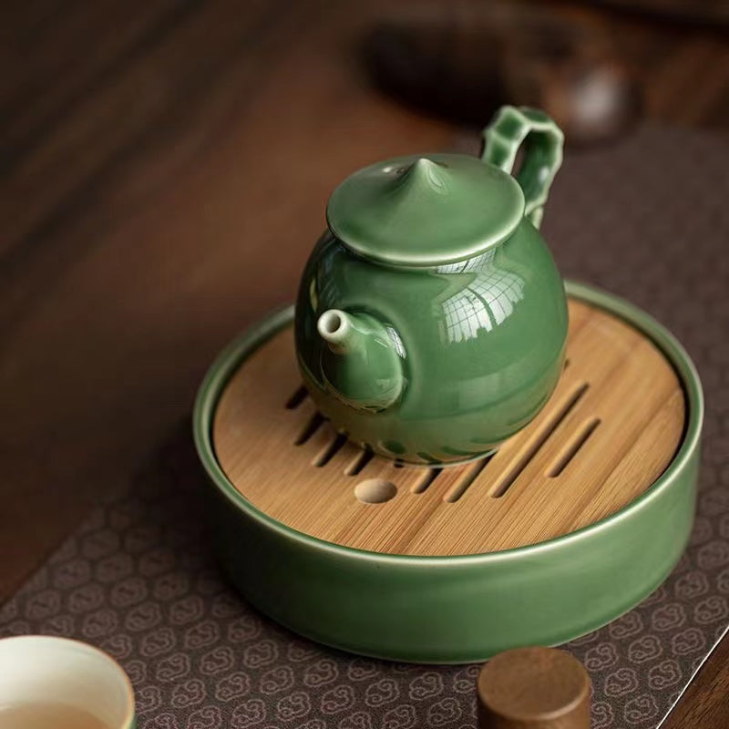 Green Glazed Handmade Ceramic Teapot