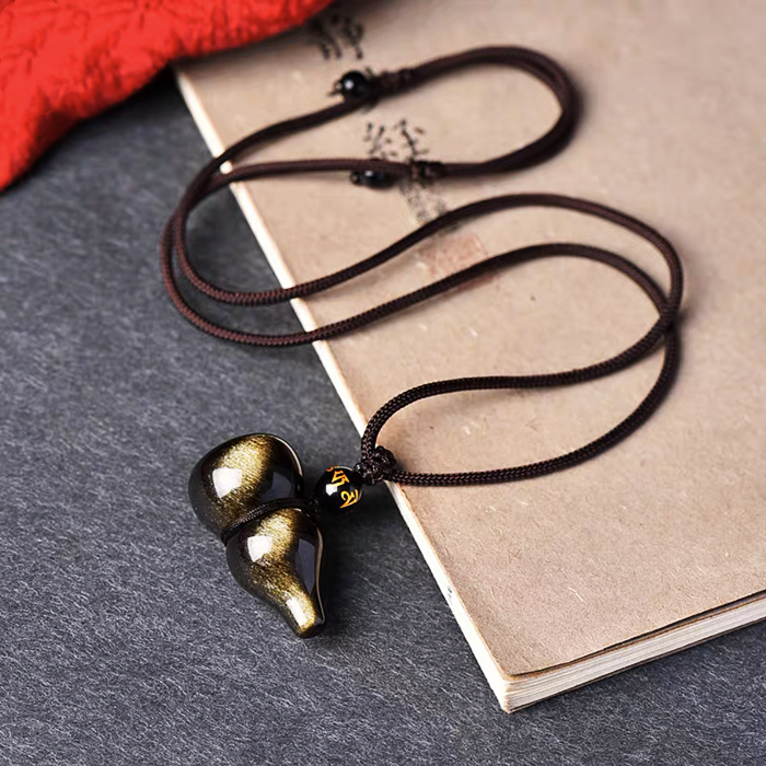 Natural gold obsidian gourd keychain pendant pendant ethnic style