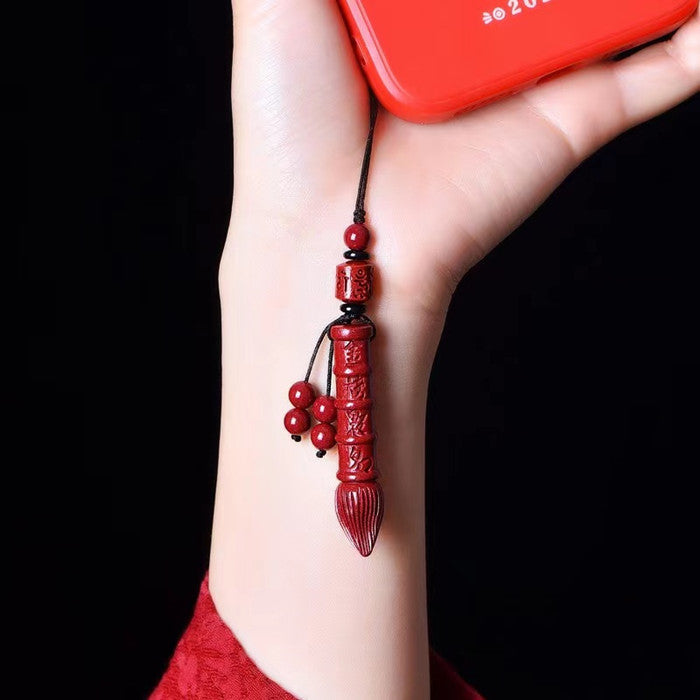 Cinnabar Wenchang Pen Pendant