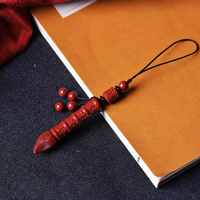 Cinnabar Wenchang Pen Pendant