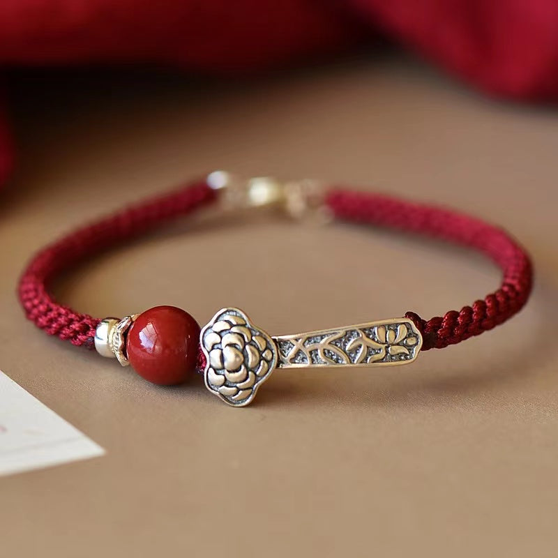 s925 silver lucky vermilion transfer beads bracelet jewelry