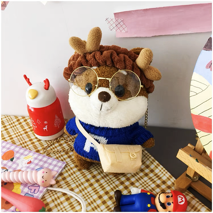 Cute plush bag cartoon doll package ins crossbody bag