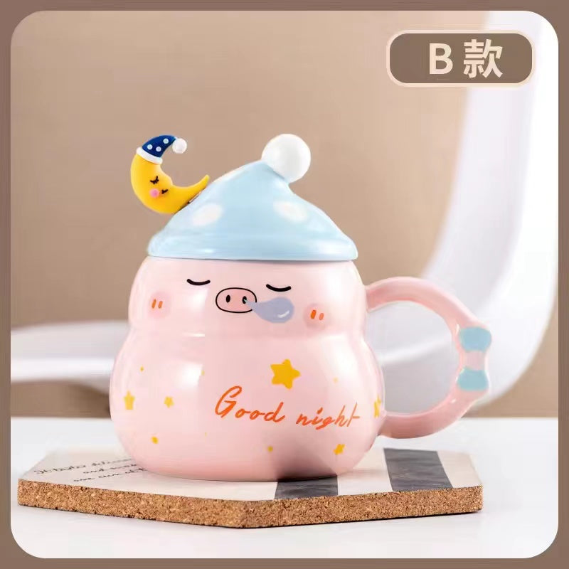 New high beauty water cup Cute snowman ceramic cup with straw