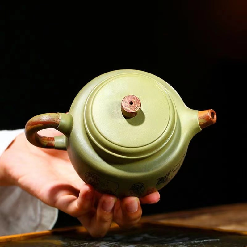 Yixing all-hand-made teapot Douqingsha Wuniu Dezhong teapot