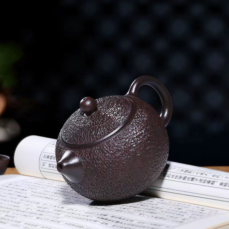 Yixing all-handmade raw ore black red mud Xishi teapot