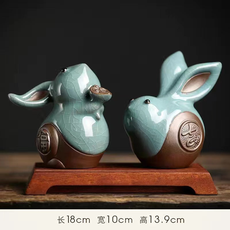 Ceramic Ge Kiln Zodiac Rabbit Lovely Rabbit Tea Pet