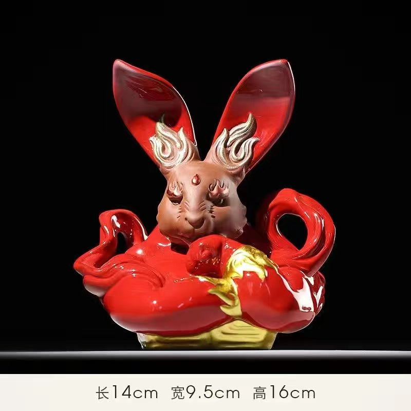 Creativity of rabbit god ornaments and ceramic handicrafts of rabbit zodiac