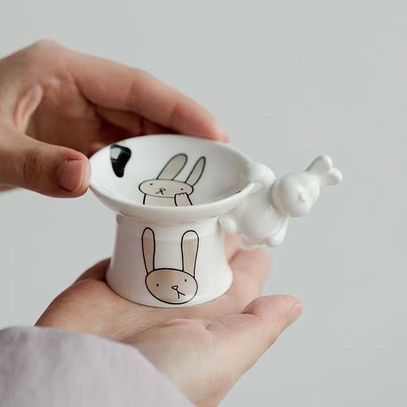 Money rabbit carefree handmade rabbit tea cup accessories rabbit teapot tea holder