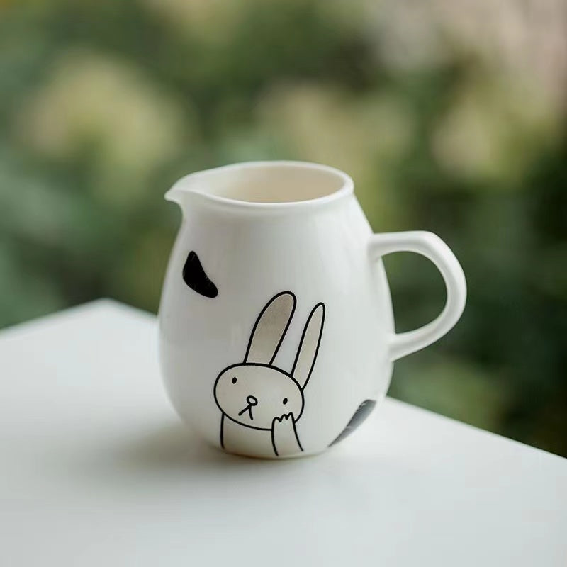 Money rabbit carefree handmade rabbit tea cup accessories rabbit teapot tea holder