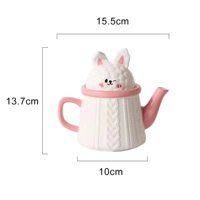 3D animal creative cartoon ceramic bunny mug mug tea cup set