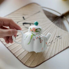 Load image into Gallery viewer, Ceramic pure hand-painted Iris pumpkin pot Teapot

