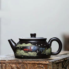 Load image into Gallery viewer, Yixing purple sand black clay material full handmade clay painting purple sand pot
