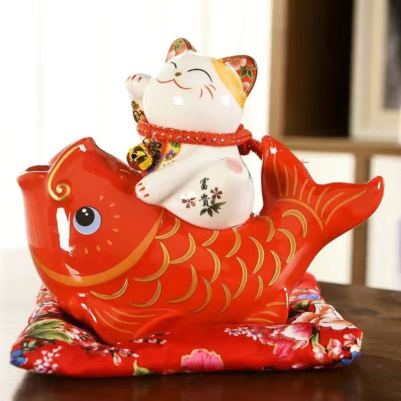 Wealthy cat ornaments cute ceramic money jar